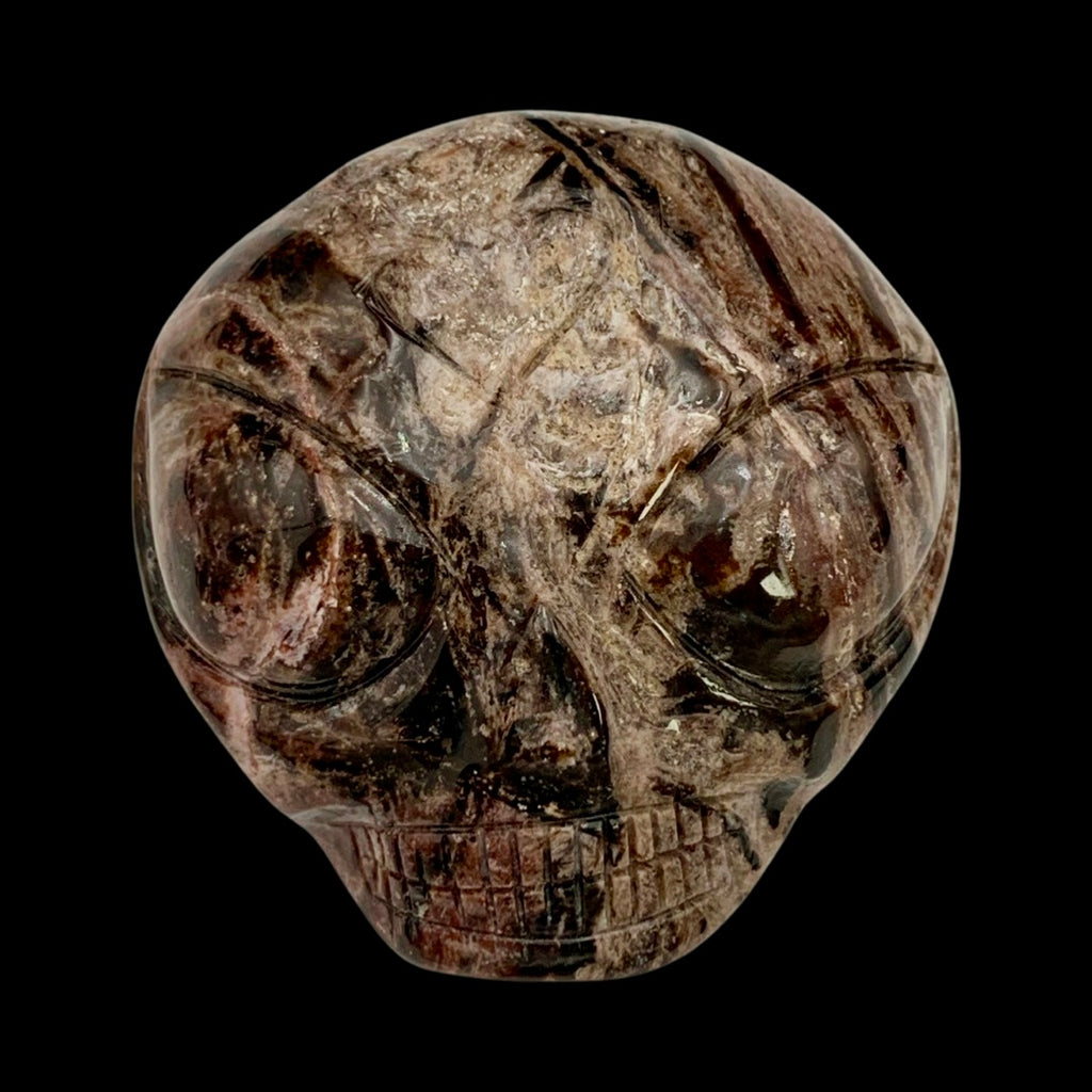 Fascia Jasper Star Being Palmstone Skull Carved by Leandro De Souza