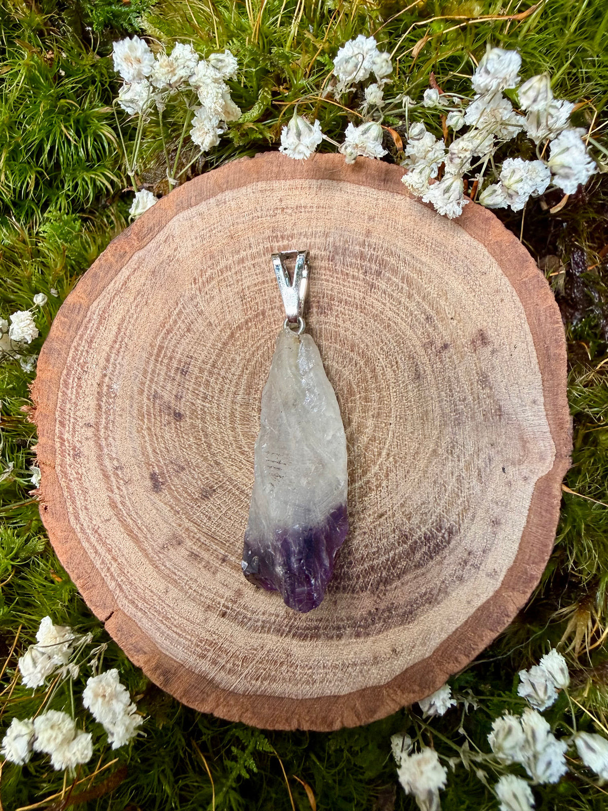 Natural Black Amethyst Point Pendant