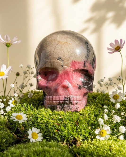 AAA Rhodonite Magical Child Skull by Leandro De Souza