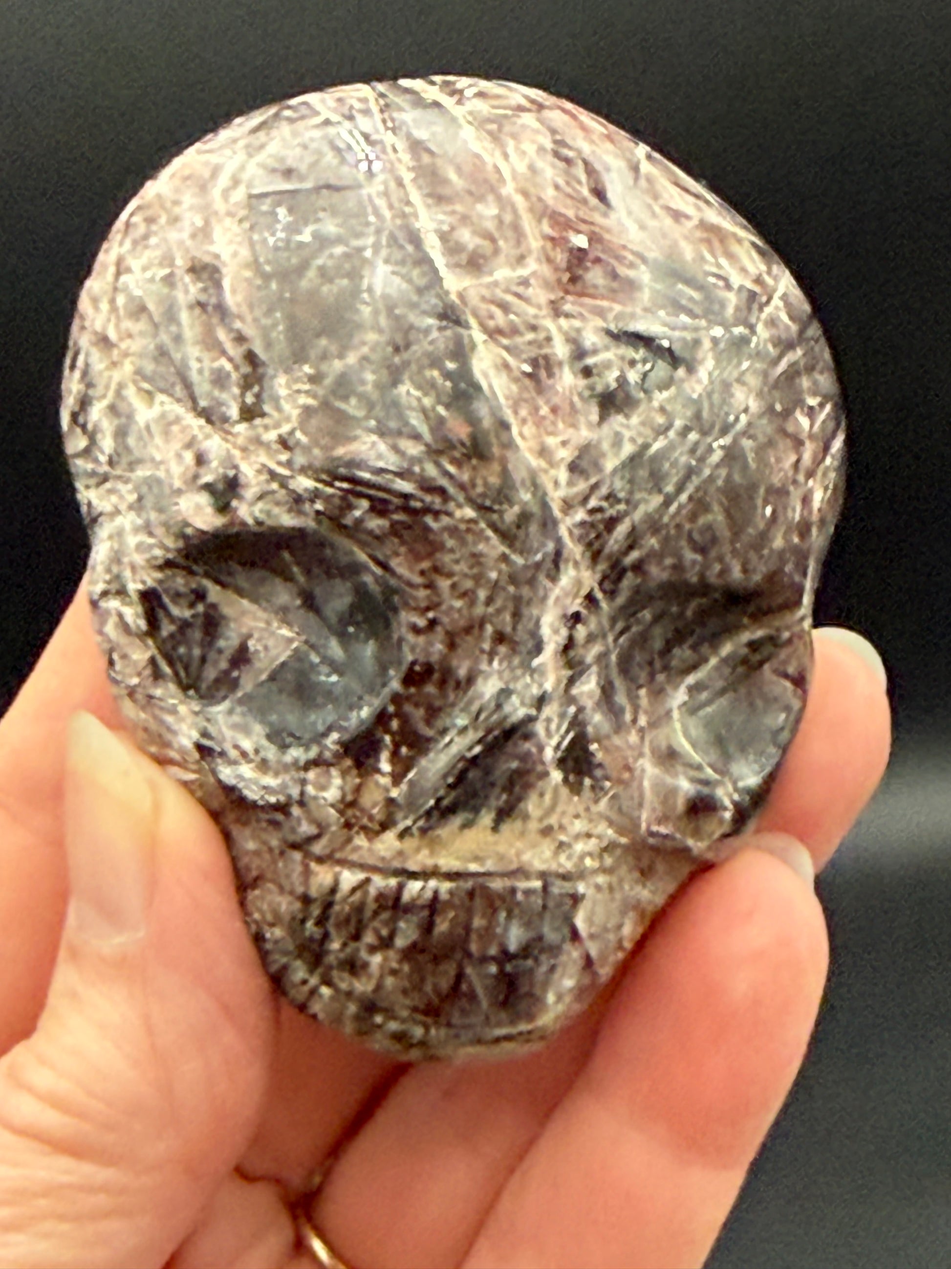 Fascia Jasper Magical Child Palmstone Skull Carved by Leandro De Souza