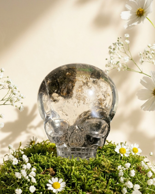 Leandro De Souza Lemurian Standing Shaman Skull with Chlorite