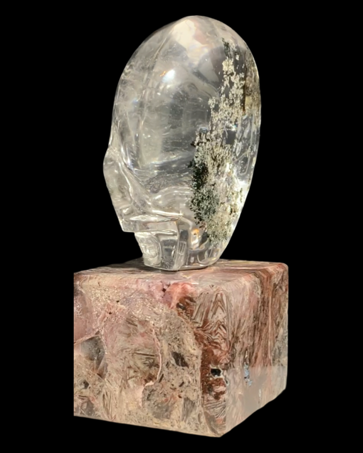 Leandro De Souza Lemurian Standing Shaman Skull with Chlorite