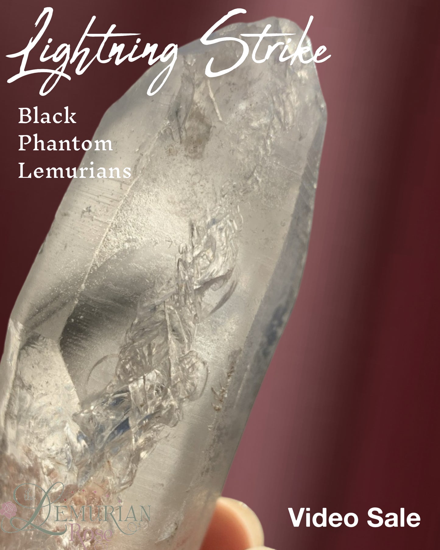 Lemurian Lightning Strike Quartz with Black Phantoms