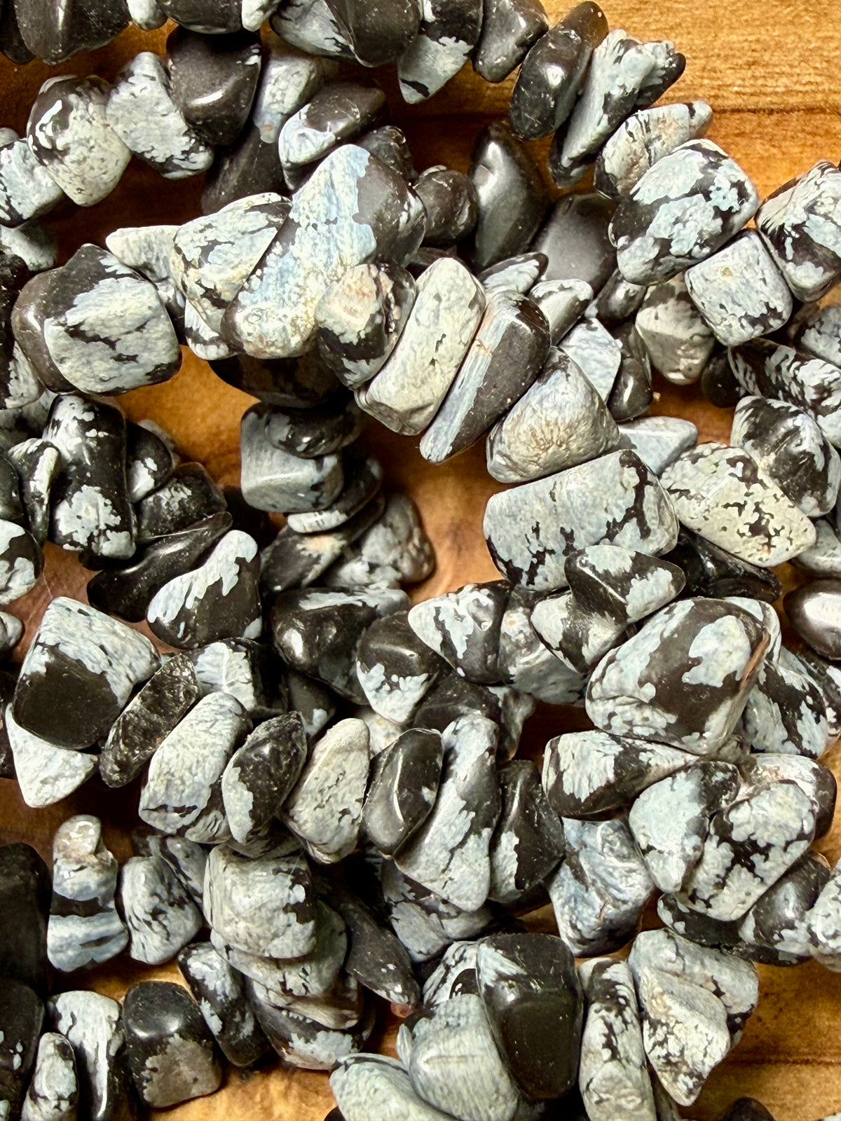 Snowflake Obsidian Long Chip Necklace