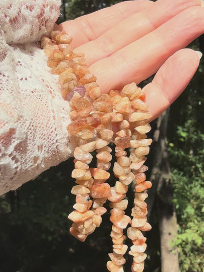 Sunstone Long Chip Necklace