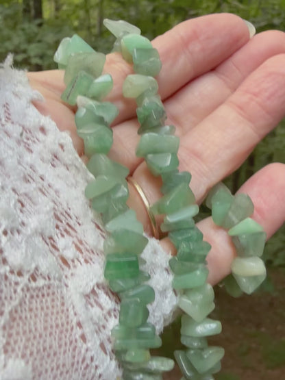 Green Aventurine Long Chip Necklace