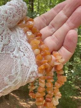 Load and play video in Gallery viewer, Orange Aventurine Long Chip Necklace
