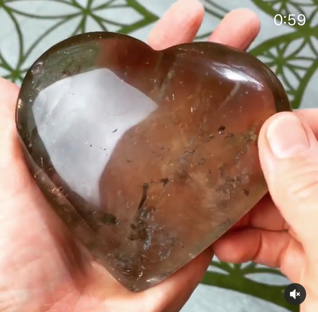 Large Golden Smoky Quartz Heart